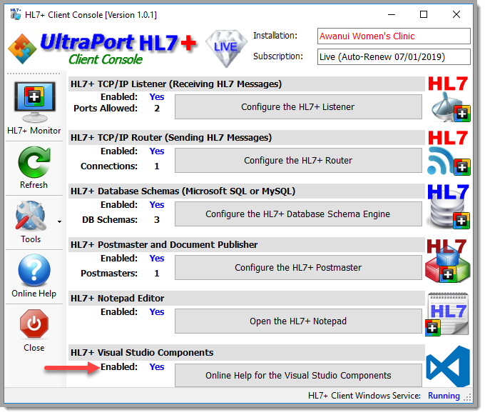 Client Console with Components Enabled