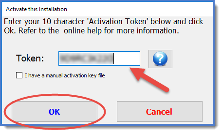 Enter the Token and click OK