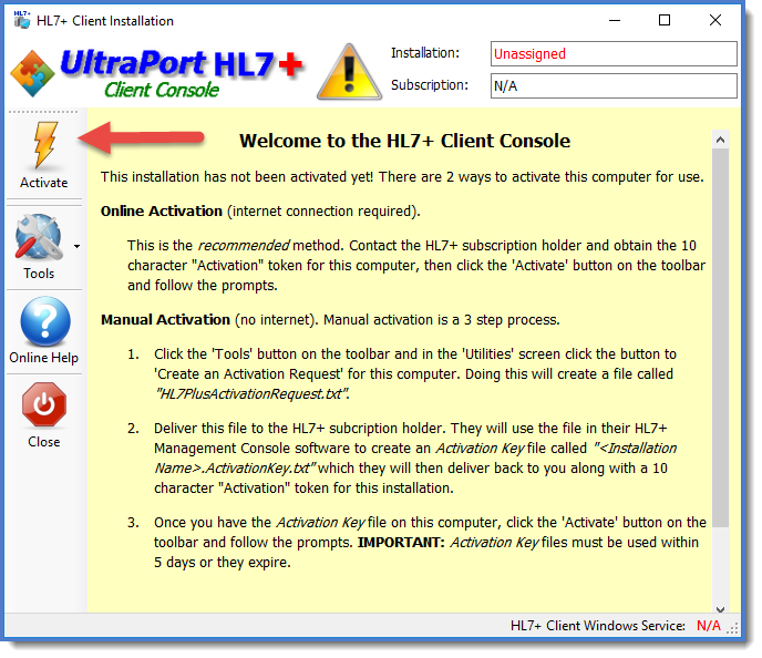 New HL7+ Client Console Installation (Unassigned)