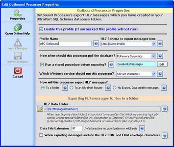 Outbound Processor Properties