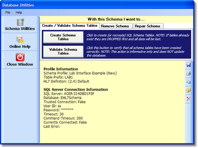 Schema Utilities Window