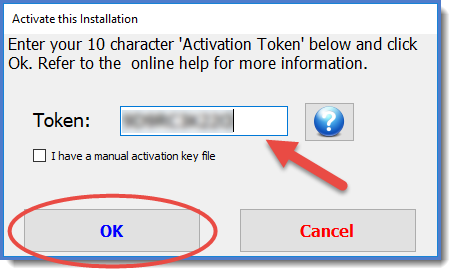 Enter the Activation Token and click OK
