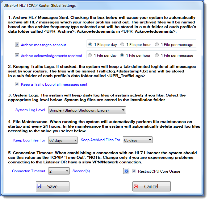 The Global Settings Window