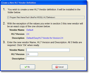 Creating a new HL7 Vendor